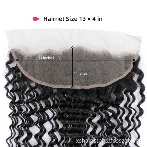 Deep Curly virgin hair for women 13x4 Lace Closure  8-24inch Remy human hair frontal lace closure